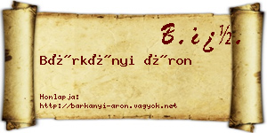 Bárkányi Áron névjegykártya