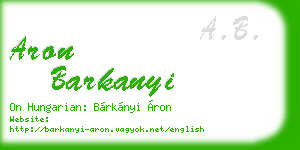 aron barkanyi business card